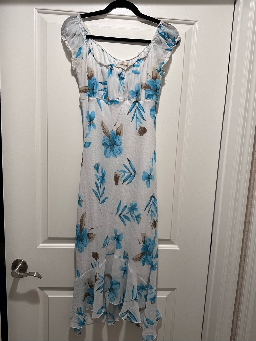 Speechless White Maxi Dress with Blue Floral Print